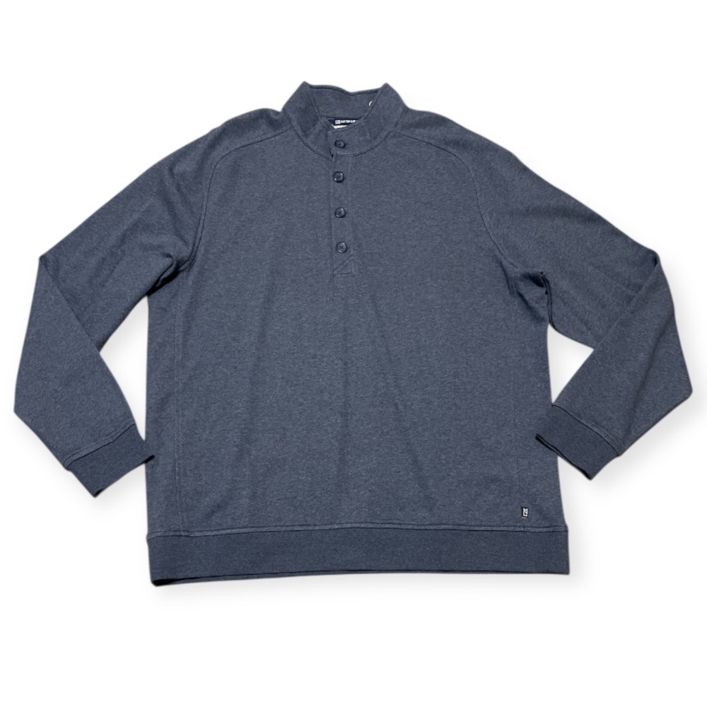 NWT Men's Cutter & Buck Saturday Cotton Blend Mock Pullover Sweatshirt XL Blue